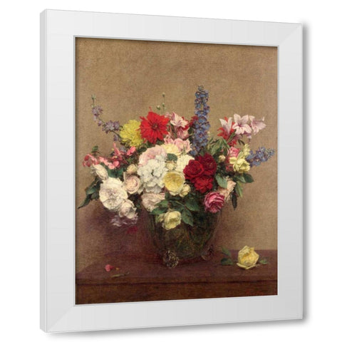 The Rosy Wealth of June White Modern Wood Framed Art Print by Fantin-Latour, Henri