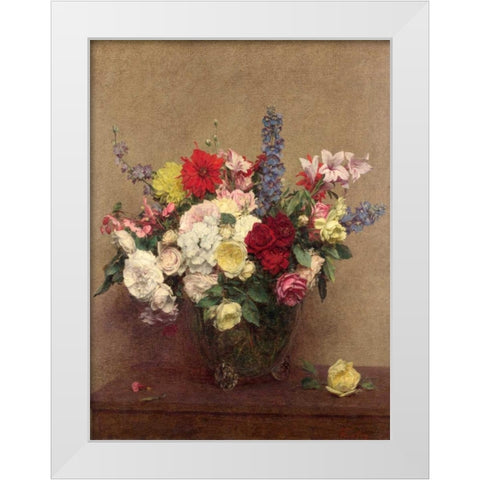 The Rosy Wealth of June White Modern Wood Framed Art Print by Fantin-Latour, Henri