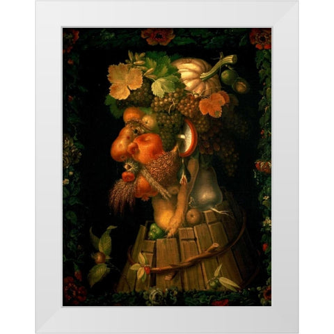Autumn White Modern Wood Framed Art Print by Arcimboldo, Giuseppe
