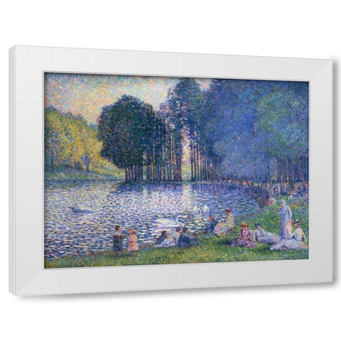 The Lake of the Bois de Boulogne White Modern Wood Framed Art Print by Cross, Henri Edmond