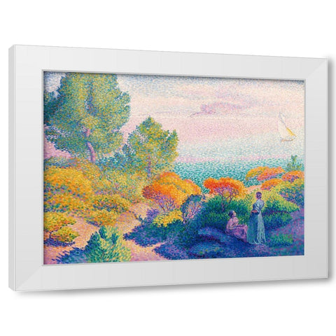 Two Women by the Shore, Mediterranean White Modern Wood Framed Art Print by Cross, Henri Edmond