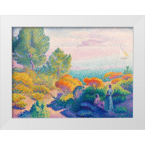Two Women by the Shore, Mediterranean White Modern Wood Framed Art Print by Cross, Henri Edmond