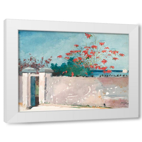 A Wall, Nassau White Modern Wood Framed Art Print by Homer, Winslow
