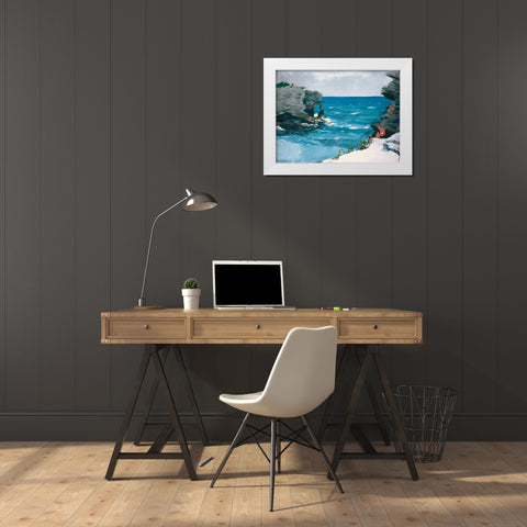 Rocky Shore, Bermuda White Modern Wood Framed Art Print by Homer, Winslow