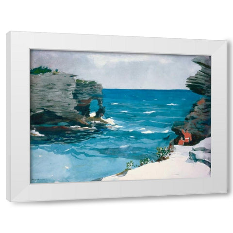 Rocky Shore, Bermuda White Modern Wood Framed Art Print by Homer, Winslow