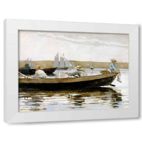 Boys in a Dory White Modern Wood Framed Art Print by Homer, Winslow