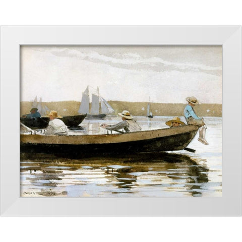 Boys in a Dory White Modern Wood Framed Art Print by Homer, Winslow