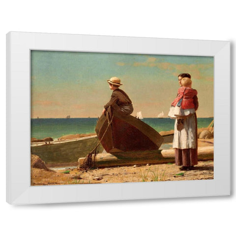 Dad’s Coming (detail) White Modern Wood Framed Art Print by Homer, Winslow