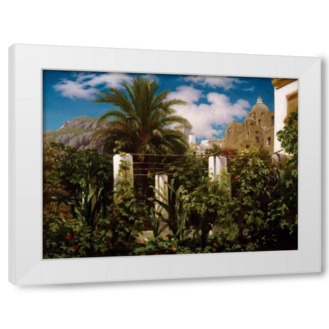Garden of an Inn Capri White Modern Wood Framed Art Print by Leighton, Frederic