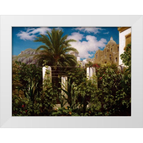 Garden of an Inn Capri White Modern Wood Framed Art Print by Leighton, Frederic