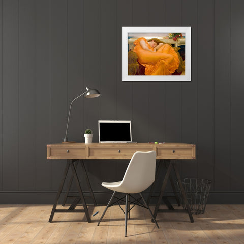 Flaming June White Modern Wood Framed Art Print by Leighton, Frederic