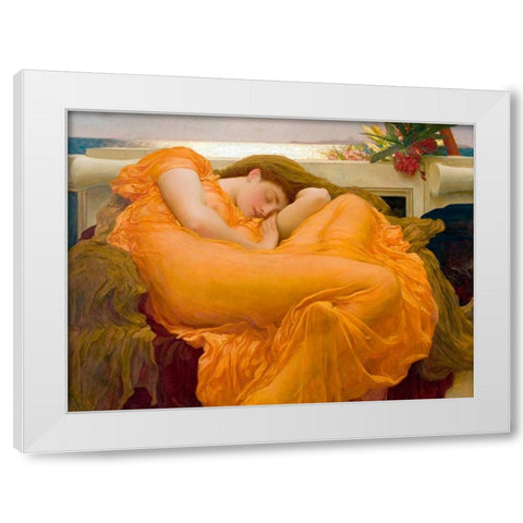 Flaming June White Modern Wood Framed Art Print by Leighton, Frederic