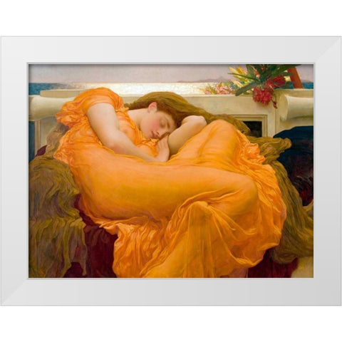 Flaming June White Modern Wood Framed Art Print by Leighton, Frederic