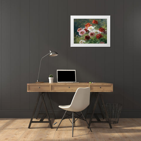 Poppies White Modern Wood Framed Art Print by Lemaire, Louis Marie