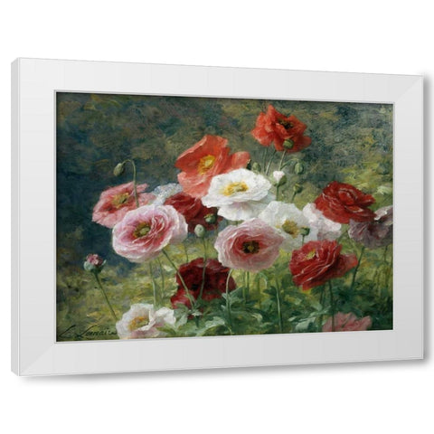 Poppies White Modern Wood Framed Art Print by Lemaire, Louis Marie