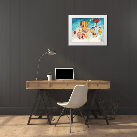 Danza di mongolfiere White Modern Wood Framed Art Print by Florio, Luigi