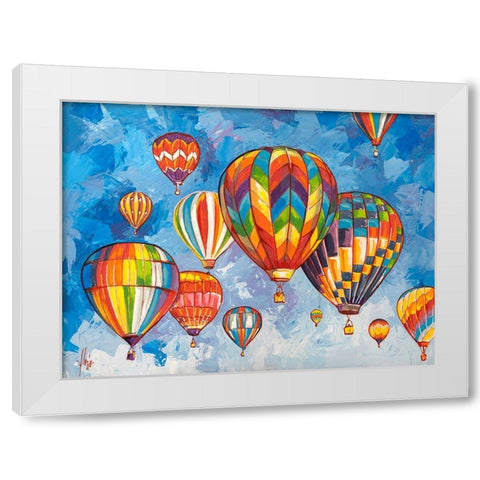 Parata di mongolfiere White Modern Wood Framed Art Print by Florio, Luigi