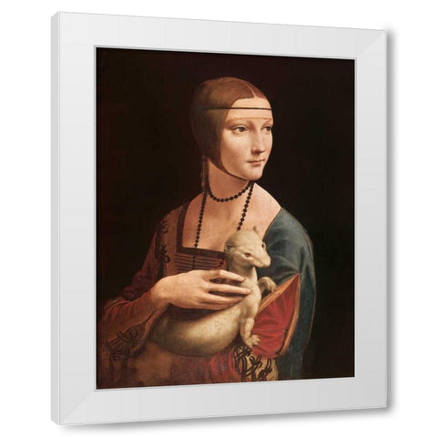 La dama con l ermellino White Modern Wood Framed Art Print by da Vinci, Leonardo