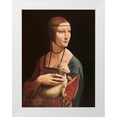 La dama con l ermellino White Modern Wood Framed Art Print by da Vinci, Leonardo