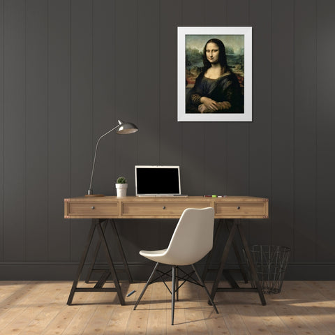 Monna Lisa White Modern Wood Framed Art Print by da Vinci, Leonardo