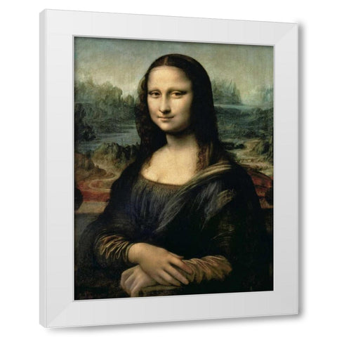 Monna Lisa White Modern Wood Framed Art Print by da Vinci, Leonardo
