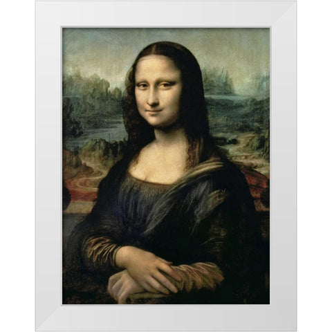 Monna Lisa White Modern Wood Framed Art Print by da Vinci, Leonardo