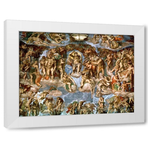 Il Giudizio Universale White Modern Wood Framed Art Print by Buonarroti, Michelangelo