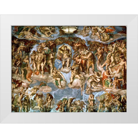Il Giudizio Universale White Modern Wood Framed Art Print by Buonarroti, Michelangelo