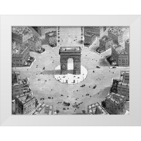 Illustration of the Place de lEtoile, 1857 (detail) White Modern Wood Framed Art Print by Anonymous