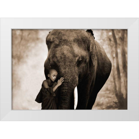 Healing Embrace White Modern Wood Framed Art Print by Moreau, Marc