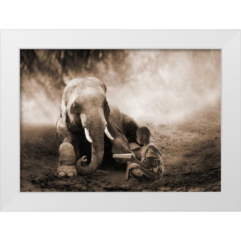Together White Modern Wood Framed Art Print by Moreau, Marc