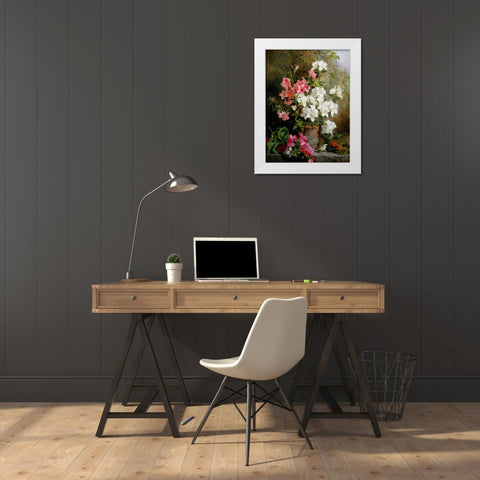 Still Life of Azaleas White Modern Wood Framed Art Print by Feray Mutrie, Annie