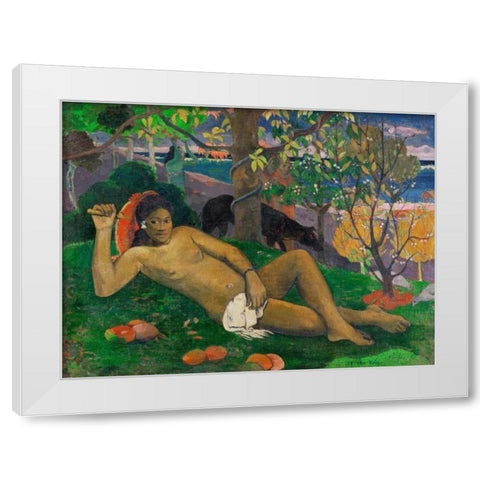 Te arii vahine (The Kings Wife) White Modern Wood Framed Art Print by Gauguin, Paul