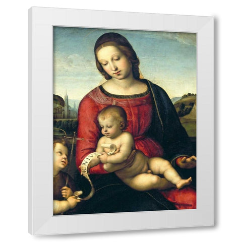 Madonna Terranuova White Modern Wood Framed Art Print by Raffaello