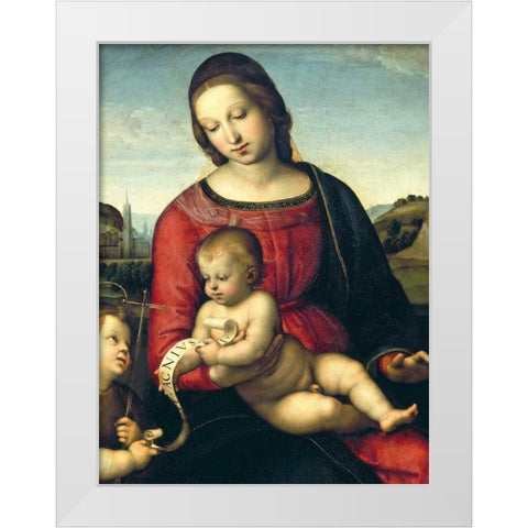 Madonna Terranuova White Modern Wood Framed Art Print by Raffaello
