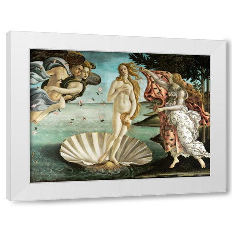 La nascita di Venere White Modern Wood Framed Art Print by Botticelli, Sandro