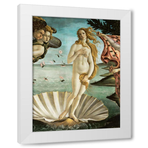 La nascita di Venere (detail) White Modern Wood Framed Art Print by Botticelli, Sandro