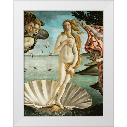 La nascita di Venere (detail) White Modern Wood Framed Art Print by Botticelli, Sandro