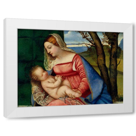 Madonna and Child White Modern Wood Framed Art Print by Tiziano