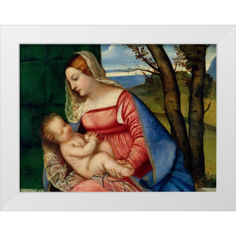 Madonna and Child White Modern Wood Framed Art Print by Tiziano