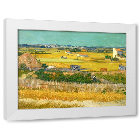 De oogst White Modern Wood Framed Art Print by van Gogh, Vincent