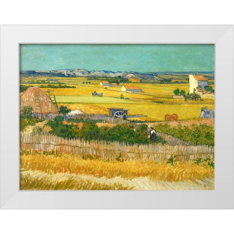 De oogst White Modern Wood Framed Art Print by van Gogh, Vincent