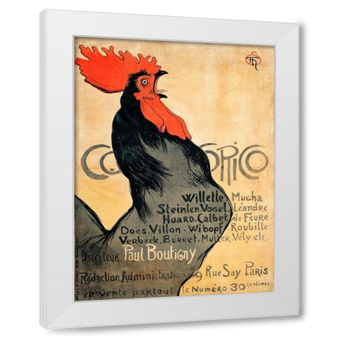 Cocorico White Modern Wood Framed Art Print by Steinlen, Theophile