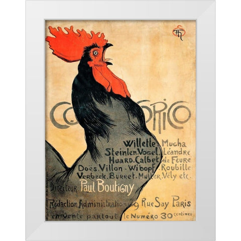 Cocorico White Modern Wood Framed Art Print by Steinlen, Theophile