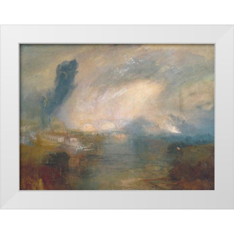 The Thames above Waterloo Bridge White Modern Wood Framed Art Print by Turner, William