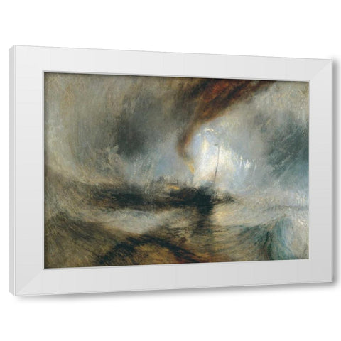 Snow Storm - Steam Boat off a Harbours Mouth White Modern Wood Framed Art Print by Turner, William