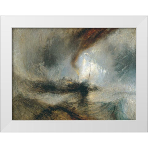 Snow Storm - Steam Boat off a Harbours Mouth White Modern Wood Framed Art Print by Turner, William