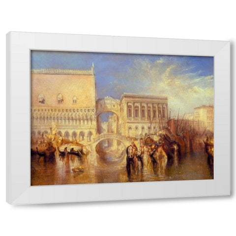 Venice - the Bridge of Sighs White Modern Wood Framed Art Print by Turner, William