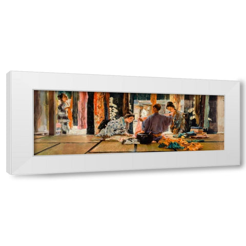 The Silk Merchant White Modern Wood Framed Art Print by Blum, Robert Frederick