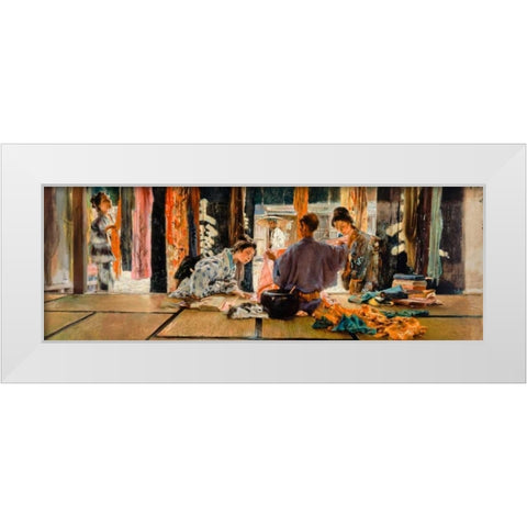 The Silk Merchant White Modern Wood Framed Art Print by Blum, Robert Frederick